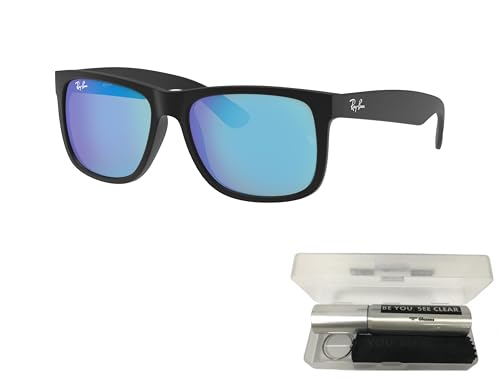 Ray-Ban RB4165 Sunglasses Bundle: RB 4165 JUSTIN 622/55 Justin Rubber Black Blue Flash and Eyewear Cleaning Kit2