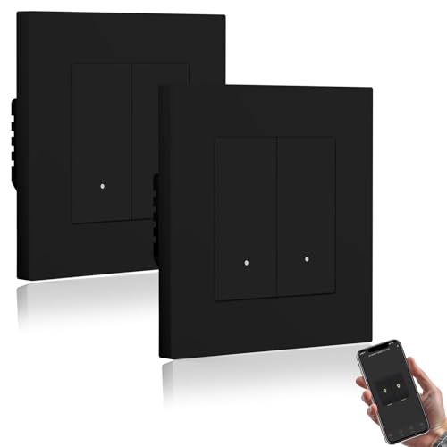 BSEED Interruttore della luce WiFi da incasso con telaio PC, 2 gang 2 vie, interruttore intelligente compatibile con Alexa/Google Home, interruttore da parete intelligente funziona con Smart Life/Tuya