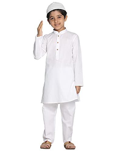 Image of JBN Creation Boys VASTRAMAY Boys' White Kurta Pyjama Set