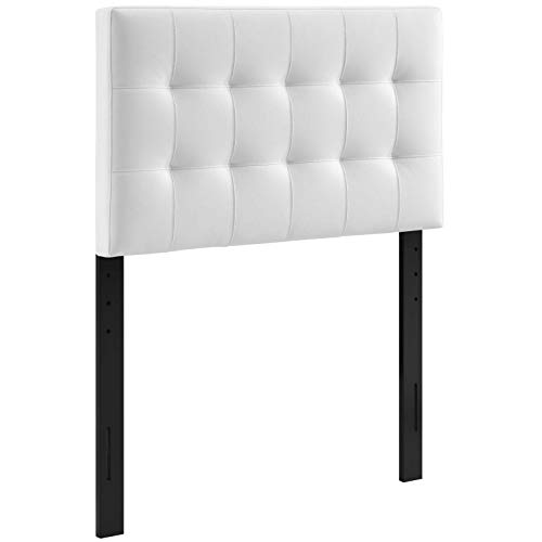 Image of Modway Lily Tufted Faux Leather Upholstered Twin Headboard in White