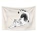 YongFoto 100x70cm Cartoon Tier Zeichnungs Wandteppich, Schwarze und weiße Katze Wandteppiche Kurzhaar Schwanz Tiermuster Handmalerei Wandteppich für Kinderzimmer Dekor Sofabezug Teppich