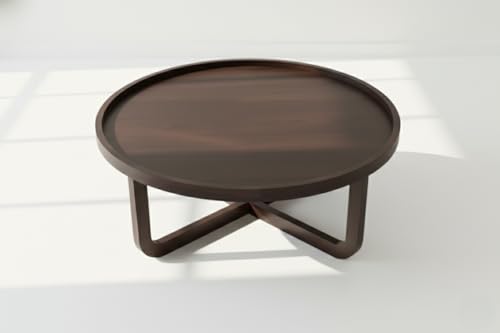 Image of Sheeshsam Wooden Center Coffee Table - Solid Wooden Coffee Table for Living Room - Tea Table Teapoy Center Piece for Home Sofa Center Table for Living Room (Walnut, Kyle)