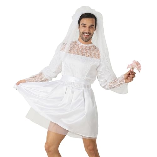 Gmbylby Divertente Costume Da Sposa Maschio Adulto Abito Da Sposa Velo Da Sposa E Cintura Set Novità Fancy Outifts Per