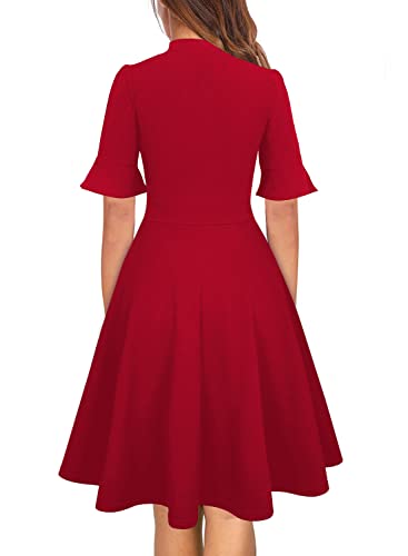 Image of Women Summer Floral Ruffle Sleeve Wear to Work Church Wedding Guest Party Dresses