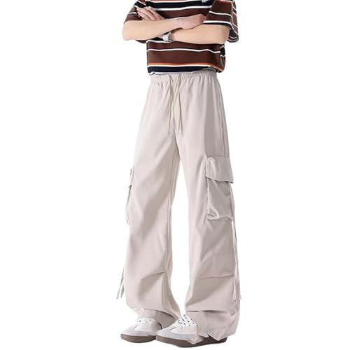 Men's Pants Workwear Ice Silk Patchwork Loose Fit Couple Style Summer Casual Long Pants for Men 6