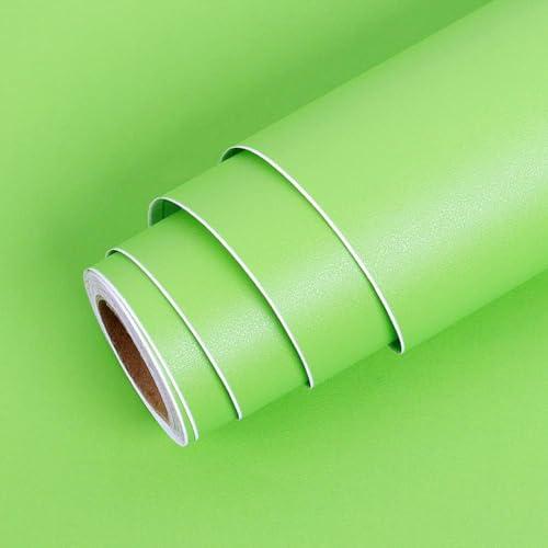 Image of Light Green Solid Matt Peel and Stick Wallpaper Contact Paper Wallpaper Modern Self Adhesive Wallpaper Decorative Removable 16 x 60 Inch