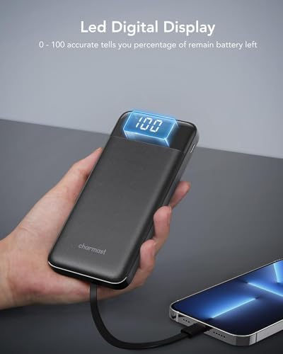 Charmast Power Bank with Built in 4 Cables, 10000mAh Portable Charger - 4