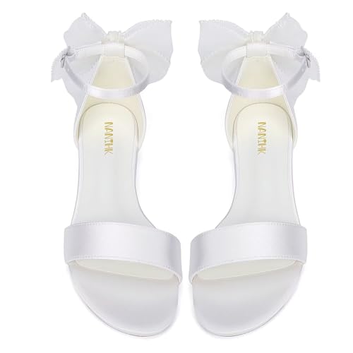 Comfortable Wedding Shoes for Bride Flat Wedding Sandals Open Toe Bridal Flats with Bow2