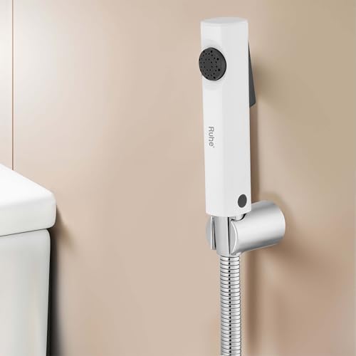 Image of Ruhe Ion White Health Faucet Set for Bathroom /Handheld Jet Spray for Toilet | ABS Hand Spray Gun with 304-Grade Stainless Steel Flexible Shower Tube 1 Meter and Wall Hook /Holder