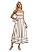 OFEEFAN Maxi Dress Spaghetti Strap Business Casual Spring Long Sundresses for Women Resort Wear Summer Clothes Beach Vacation Cruise Outfits Khaki Striped L