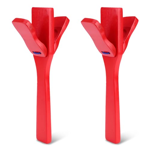 Wooden Castanet Clapper, 2PCS Finger Castanets Wooden Musical Instrument with Ergonomic Grip Educational Musical Percussion for Music Room, 7.5 X 1.7 X 1.5 Inches