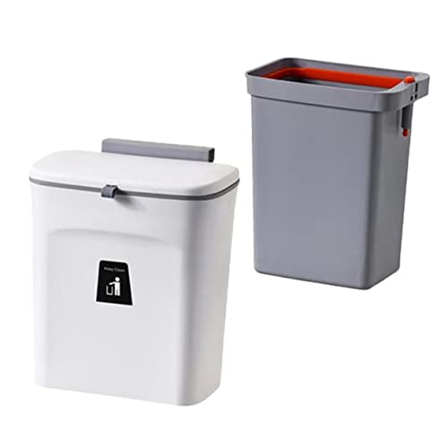 Caneca de basura rectangular de pared de plástico blanca