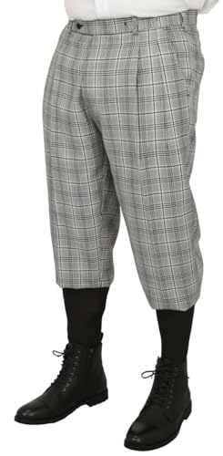 Historical Emporium Men's Plaid Knickers, Victorian and Edwardian Short Pants with Suspender Buttons2