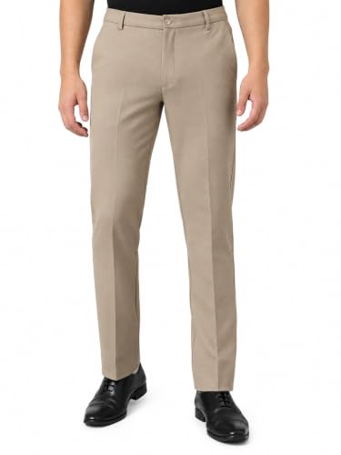Image of SUBTRACT Men 4 Way Stretch Wrinkle Free Slim Fit Formal Trouser in with 2 Inch Flexible Waistband | Men's Trousers for Office Or Party