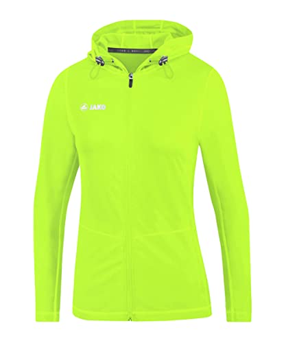 JAKO Damen Kapuzenjacke Run 2.0, Neongrün, 40