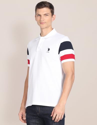 Image of U.S. Polo ASSN. Solid Slim Fit Polo T Shirts for Men - 100% Cotton, Half Sleeves Mens Tshirt