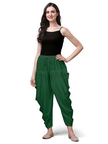 Image of Mehrang Loose Fit Rayon Dhoti Pant for Women Patiala Slawar Bottom Wear Harem Pants, Waist Free Size (26 Inch to 38 Inch)