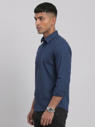 Image of DOXIC Men's Cotton Shirt with Spread Collar Neck Full Sleeves Classic Style Solid Pattern Regular Fit and Standard Length | Formal & Casual Wear Shirts