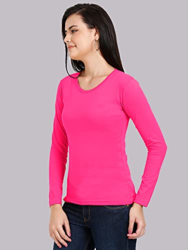 Image of FLEXIMAA Women's Cotton Plain Round Neck Full Sleeve T-Shirt