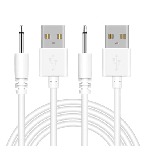 Bizooth 2.5mm DC Charging Cable Fast Charging USB Cable Compatible with Beauty Instrument Massager USB Charger Cords - 2 Pack