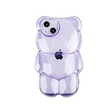YWYUHE Bear Phone Case Compatible with iPhone 12 Pro Max Case, Cute 3D Clear Purple Bear Case, Shock