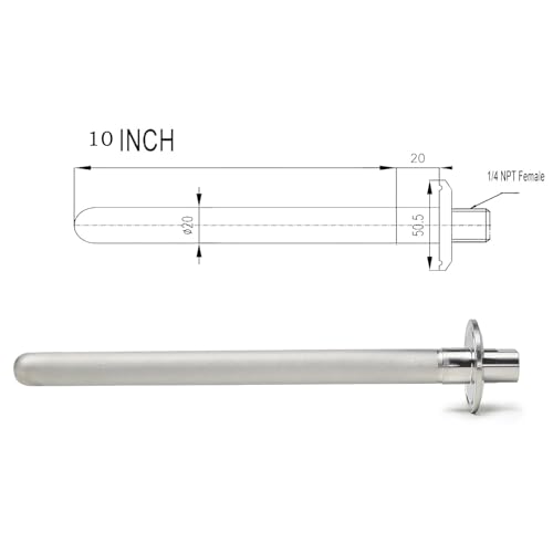 Image of Stainless Steel 1.5 inch Tri-Clamp Ferrule Diffusion Stone,1.5 Inch Tri Clamp Carbonation 2 Micron Aeration Stone,Male Connect 1 /4 inch NPT CO2 inlet,10 inch Length for Brew Aeration Equipment