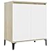 UnfadeMemory Mobiletto/Credenza con 2 Scomparti, Armadietto in Truciolato, per Cucina/Sala da Pranzo/Salotto, Gambe in Metallo 60x35x70cm (Bianco e Rovere Sonoma)