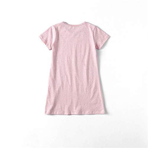 Uobzyaq Princess Nightgowns For Toddler Girls Cotton Stripe Sleepwear Pajamas Summer Short Sleeve Nightdress For 3-10 Years Pink Size 5-6Years(120) #TOP1