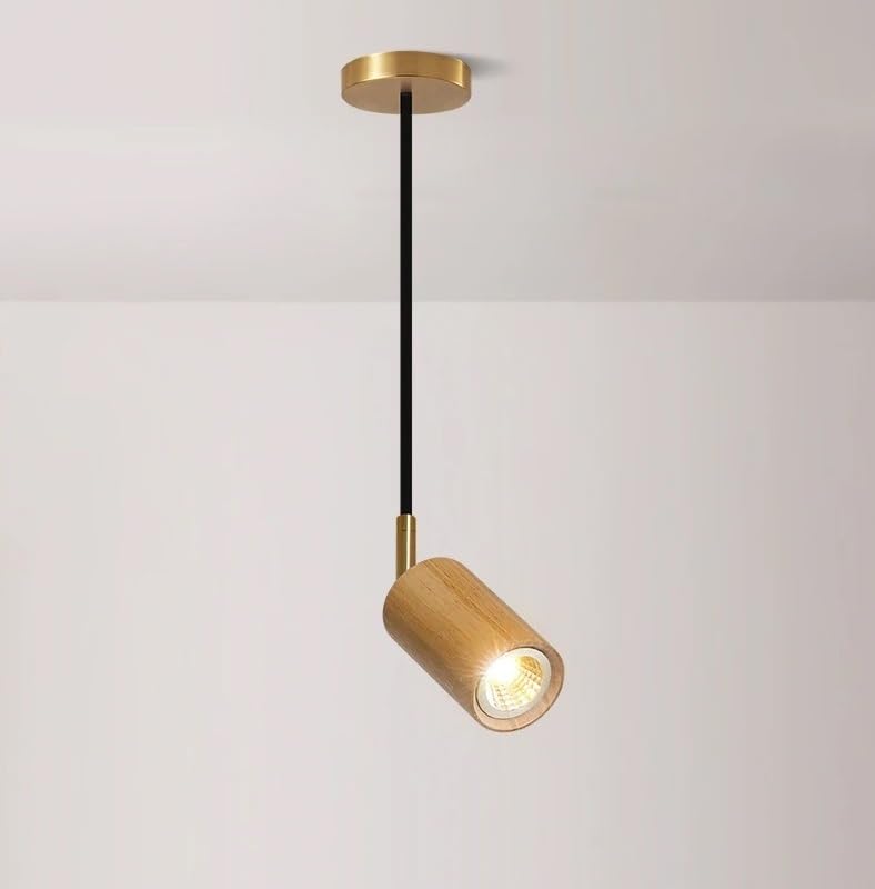 Lustre en bois de salon avec lampes suspendues couleur noyer pour table