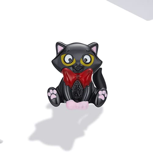 Cuentas de gato negro de plata 925 para pulseras CMBSSTFC 2