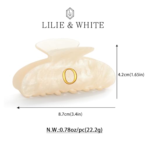 Image of LILIE&WHITE Acrylic Letter Hair Clips For Women Stylish O Initial Hair Claw Alphabet Hair Clip Fashion Glitter Monogram Claw Clip Elegant And Durable Hair Accessory Large Hair Clips O