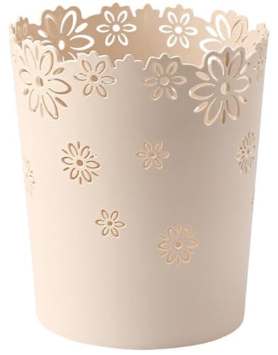 NEPHRA Papelera de Baño Ligera y Descapotable, Cubo de Basura para Cocina Reciclable y Redondo, Papelera de Plástico para Hogar, Dormitorio, Oficina, Baño, Sala de Estar(Brown,15.5x19x22.5cm | 4PCS)