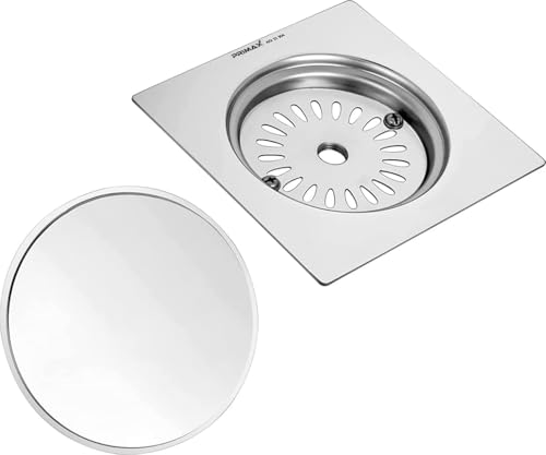 Image of Plantex (Primax) 304 Grade Stainless Steel Floor Pop Up /Push to Open Grating Floor Drainer /Wash Basin Strainer /Bathroom Drain /Jali for Bathroom and Kitchen - 6x6 inch - (Chrome)