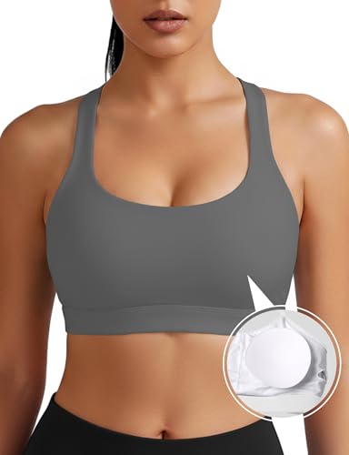 Image of Buauty Sports Bra for Women, Criss Cross Back Medium Support Workout Bras with Removable Cups for Yoga Running Gym