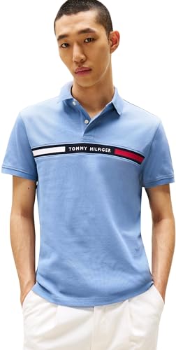 Tommy Hilfiger Herren Poloshirt Kurzarm Chest Insert Regular Fit, Blau (Brisk Blue), XS – Ansicht 1