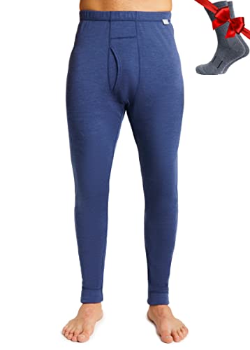 Image of Merino Wool Base Layer Mens Bottom Pants 100% Merino Wool Heavyweight, Midweight, Lite Thermal Underwear Long Johns and Socks