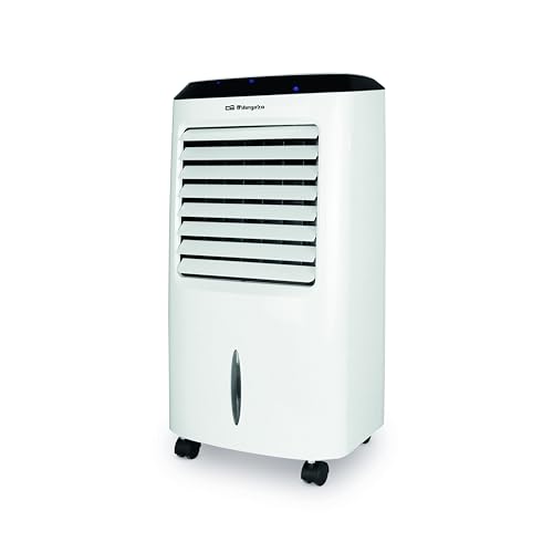 Orbegozo Air 52, Climatizador evaporativo 3 En 1, depósito de 10 L, 65 W, 3 velocidades, temporizador máximo 8 horas, mando a distancia, acumuladores de frío, color blanco