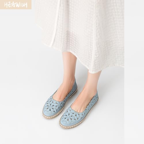 Image of HEAWISH Women's Ballet Flat Daisy Round Toe Dress Shoes Casual Slip On Rope Loafer