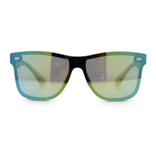Image of SA106 Kush Premium Mens Shield Horn Rim Mirror Lens Sunglasses