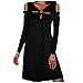 yuwo Maglietta da donna con scollo rotondo a maniche corte con maniche corte incrociate, Nero , XL
