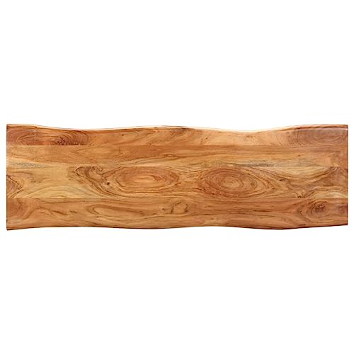Banc en acacia massif 110 cm et acier aux bords naturels uniques - 4