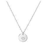 Handmade Sterling Silver Paw Print Charm Necklace - Dog, Cat, Pet Memory - Memorial Jewelry, Gift for Animal Lover - Anniversary, Birthday, Graduation Present for Her, Girl, Woman, Wife, Friend