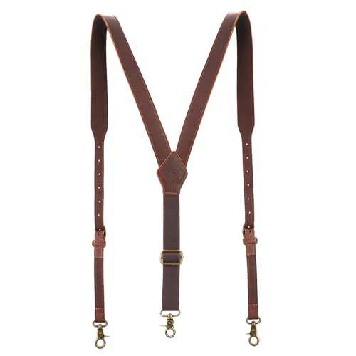 Tourbon Genuine Leather Suspenders for Men Heavy Duty Y...