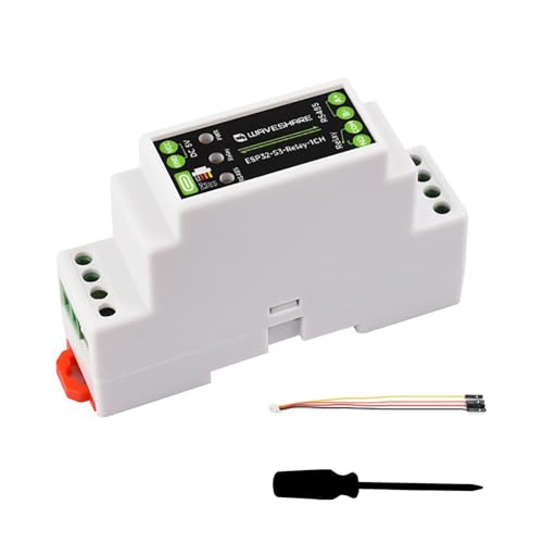 Industrial ESP32 S3 1 Channel WiFi Relay Module with RS485, Bluetooth 5, DIN Rail Mount, 10A Relay Switch, Smart Home, IoT Automation, Fits Arduino
