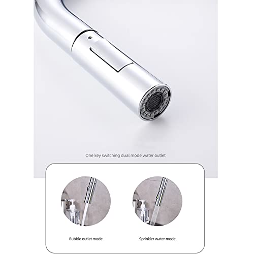Robinet de cuisine rétractable tactile argenté monocommande pour évier - 3