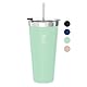 BOZ Trinkbecher mit Deckel und Strohhalm - Kaffeebecher To Go 650 ml – Becher mit Strohhalm – Auslaufsicher & Spülmaschinenfest – Isolierbecher 4h heiß & 8h kalt – Lichtgrün