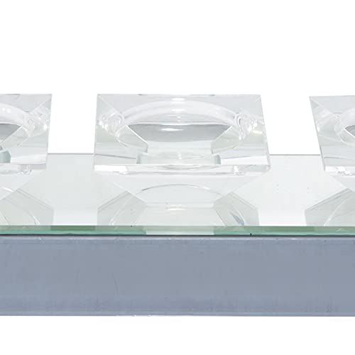 Deco 79 Glass Handmade Pillar 5 Plate Candle Holder With Mirrored Sides, 24" X 4" X 4", Silver #TOP6