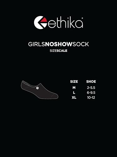 Ethika Girl's No Show Sock | Black4