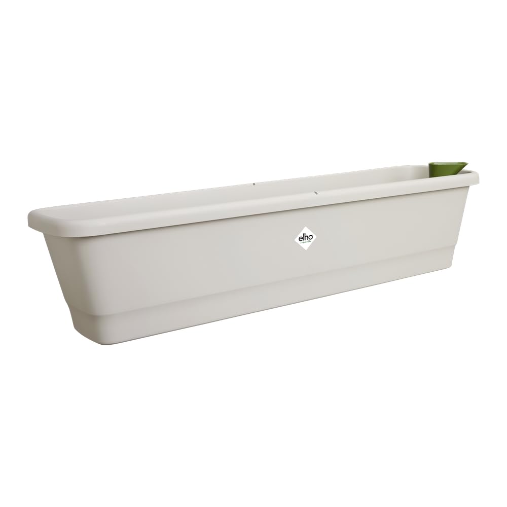 elho noa balcony trough xl - Balcony Planter with Water Reservoir - 100% Recycled Plastic - 78 x 20 x 17.8 cm - Grey/Warm Grey