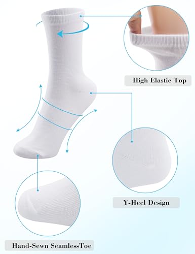 Duufin 12 Pairs Women's Crew Socks Mid Calf Lightweight Casual Gym Workout Plain Socks for Women3